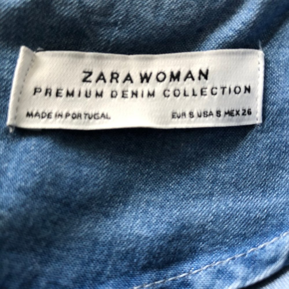 Zara Woman Chambray Trumpet Sleeve Dress Small - Picture 5 of 5